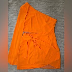 Luxxel One Shoulder Orange Dress
